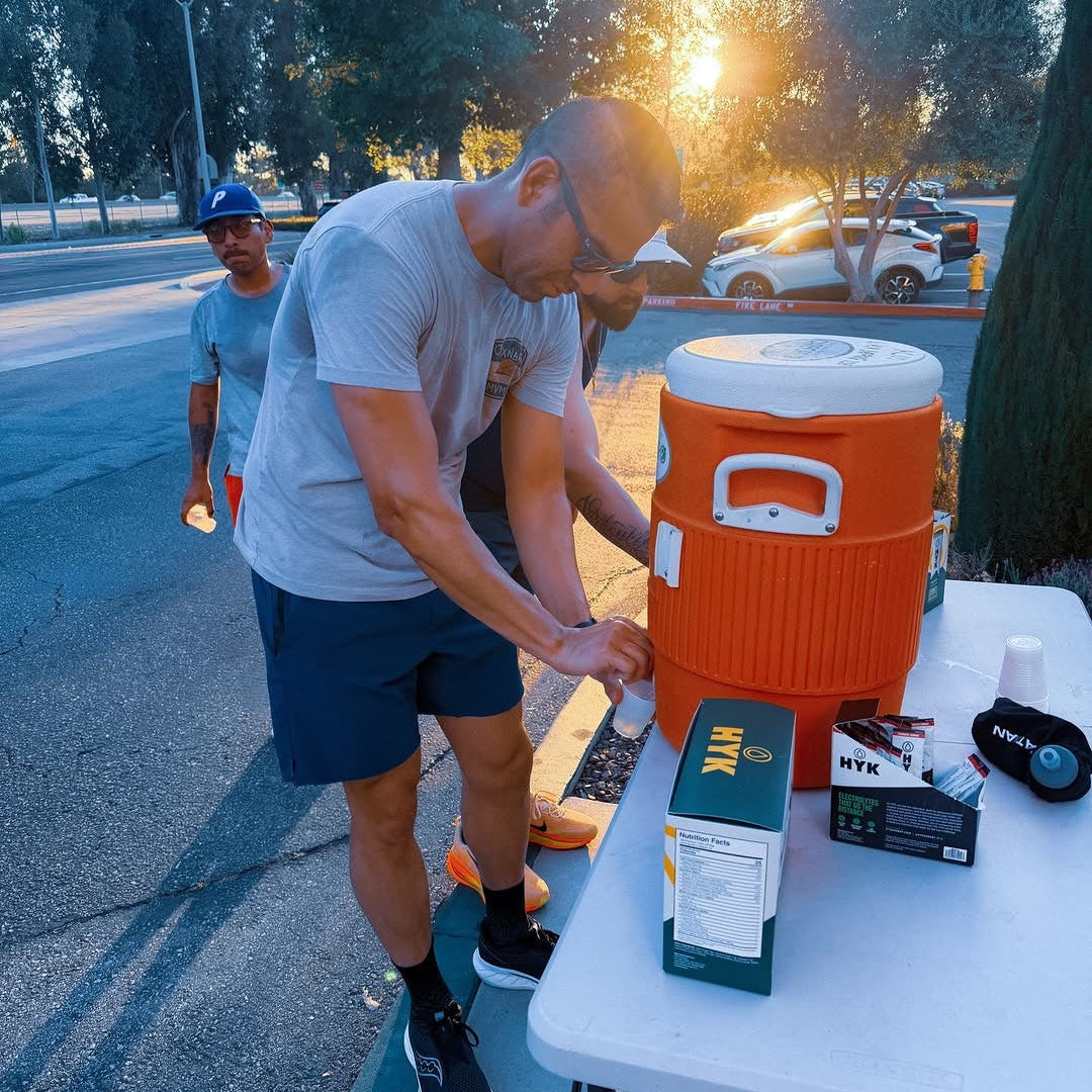 HYK hydration at a run aid station helping runners stay hydrated and energized